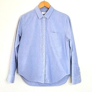 Everlane Blue Cotton Button Down Long Sleeve Collared Shirt size 4 Chest Pocket